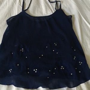 Aerie Navy blue crystal blouse